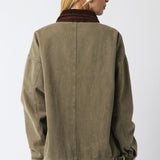 Barn Jacket With Corduroy Collar - olive, womens jacket collection