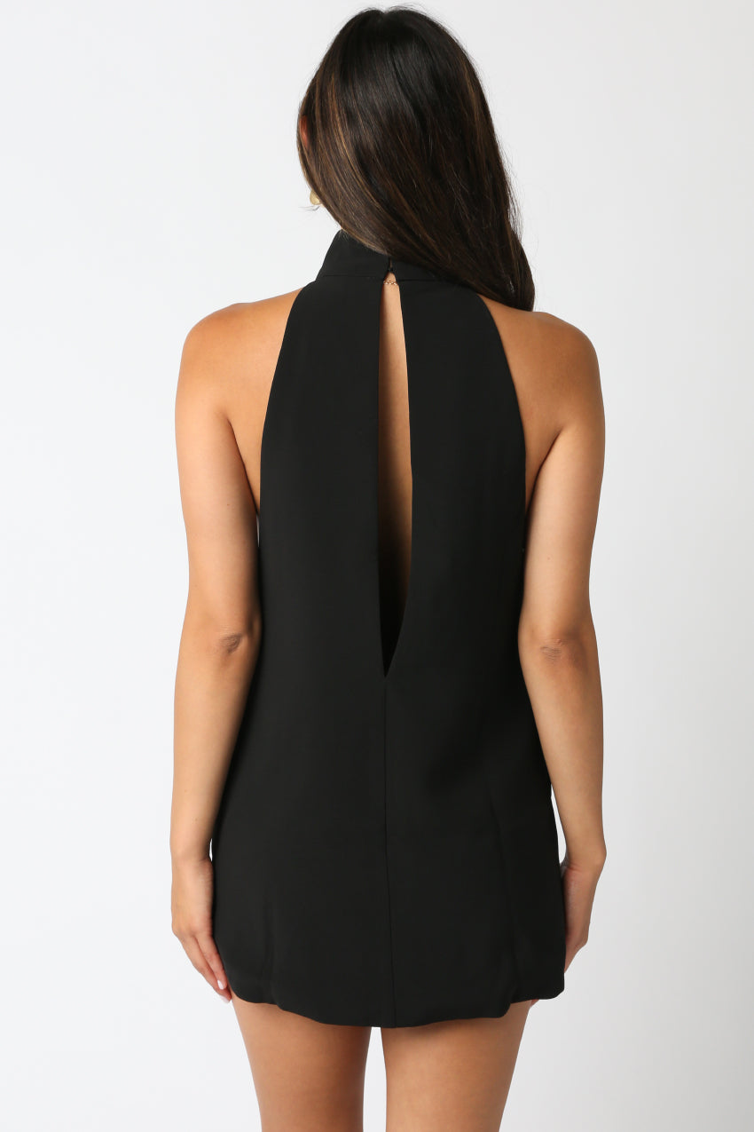High Neck Mini Dress - black, womens dress collection 