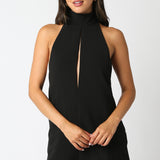 High Neck Mini Dress - black, womens dress collection 
