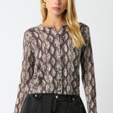 Snake Print Cardigan - Grey Snake, Women's Tops Collection