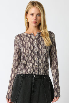 Snake Print Cardigan - Grey Snake, Women's Tops Collection