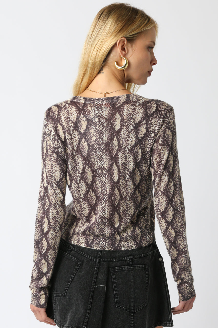 Snake Print Cardigan - Grey Snake, Women's Tops Collection