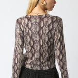 Snake Print Cardigan - Grey Snake, Women's Tops Collection