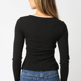 Double Layer Cardigan - black with white lining, womens sweater collection