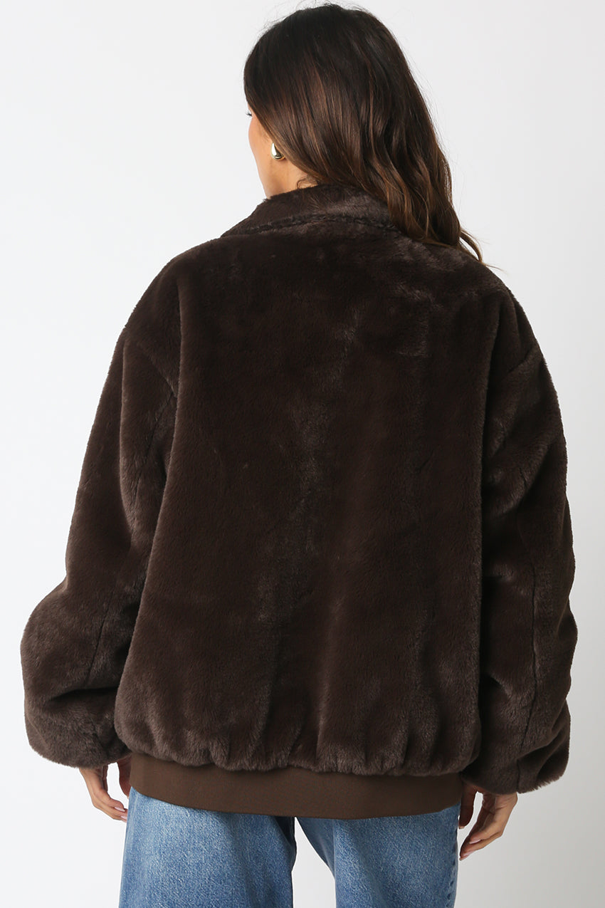 Collared Fur Jacket - brown, womens jacket collection