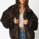 Collared Fur Jacket - brown, womens jacket collection