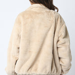 Collared Fur Jacket - ecru, womens jacket collection