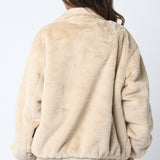 Collared Fur Jacket - ecru, womens jacket collection