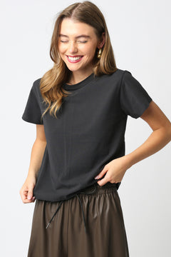 Short Sleeve Basic Tee - washed black, womens top collection