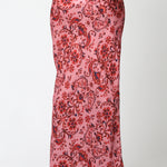 Paisley Satin Maxi Skirt - Salmon Red, Women's Skirts Collection
