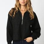 Sherpa Quarter Zip Pull Over - black, womens sweatshirt collection