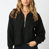 Sherpa Quarter Zip Pull Over - black, womens sweatshirt collection