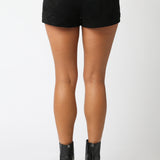 Faux Suede Shorts - black, womens short collection
