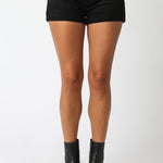 Faux Suede Shorts - black, womens short collection