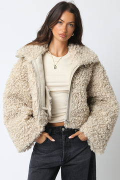 Fuzzy Zip Up Jacket