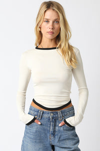 Long Sleeve With Piping Detail