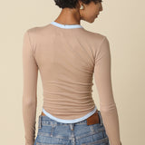 Long Sleeve With Piping Detail