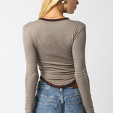 Long Sleeve With Piping Detail