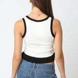 Contrast Pleated Hem Tank