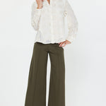 High Rise Flare Leg Ponte Pant - Olive, Women's Pants Collection