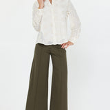 High Rise Flare Leg Ponte Pant - Olive, Women's Pants Collection