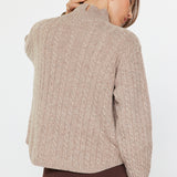 Mock Neck Braided Sweater