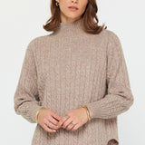 Mock Neck Braided Sweater