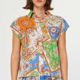Cap Sleeve Button Down Top