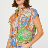Cap Sleeve Button Down Top