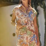 Cap Sleeve Button Down Top