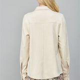 Button Down Faux Suede Top