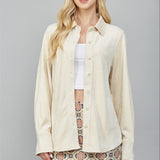 Button Down Faux Suede Top
