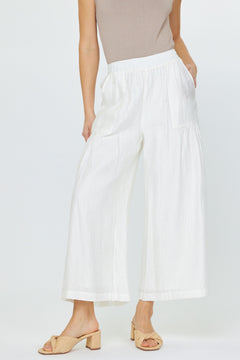 Wide Leg Pant Side Patch Pocket - White, Women's Pant's Collection