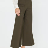 High Rise Flare Leg Ponte Pant - Olive, Women's Pants Collection