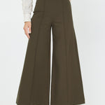 High Rise Flare Leg Ponte Pant - Olive, Women's Pants Collection