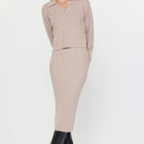 Collared Long Sleeve Midi Sweater Dress