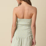 Gingham Strapless Ruffle Mini Dress