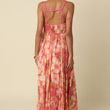Floral Maxi Dress With Pink Trim