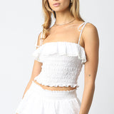 Smocked Ruffle Crop Top
