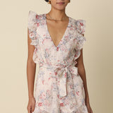 Floral Ruffle Sleeve Romper