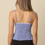 Gingham Corset With Lace Trim