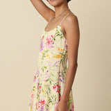 Pleated Floral Mini Dress