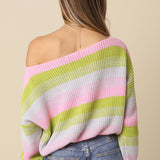 Striped Wide Neck Knit Sweater