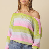 Striped Wide Neck Knit Sweater
