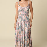 Floral Smocking Maxi Dress