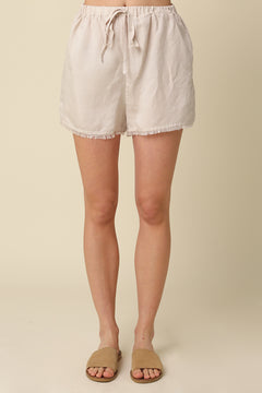 Elastic Waist Shorts with Tie