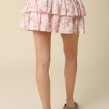 Smocked Ruffle Mini Skirt