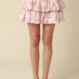 Smocked Ruffle Mini Skirt