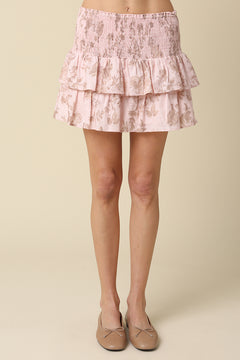 Smocked Ruffle Mini Skirt