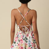 Floral Denim Tie Back Romper